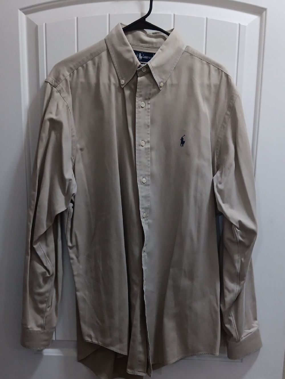 Vintage Polo Ralph Lauren Blake Button Down Shirt Large Khaki Beige 90s